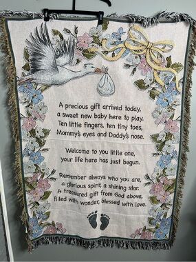 Baby Arrival Wall Hanging Tapestry Throw Blanket With Poem